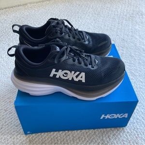 Hoka One One Womens Bondi 8 BWHT Black Running Shoes Sneakers Size 8B